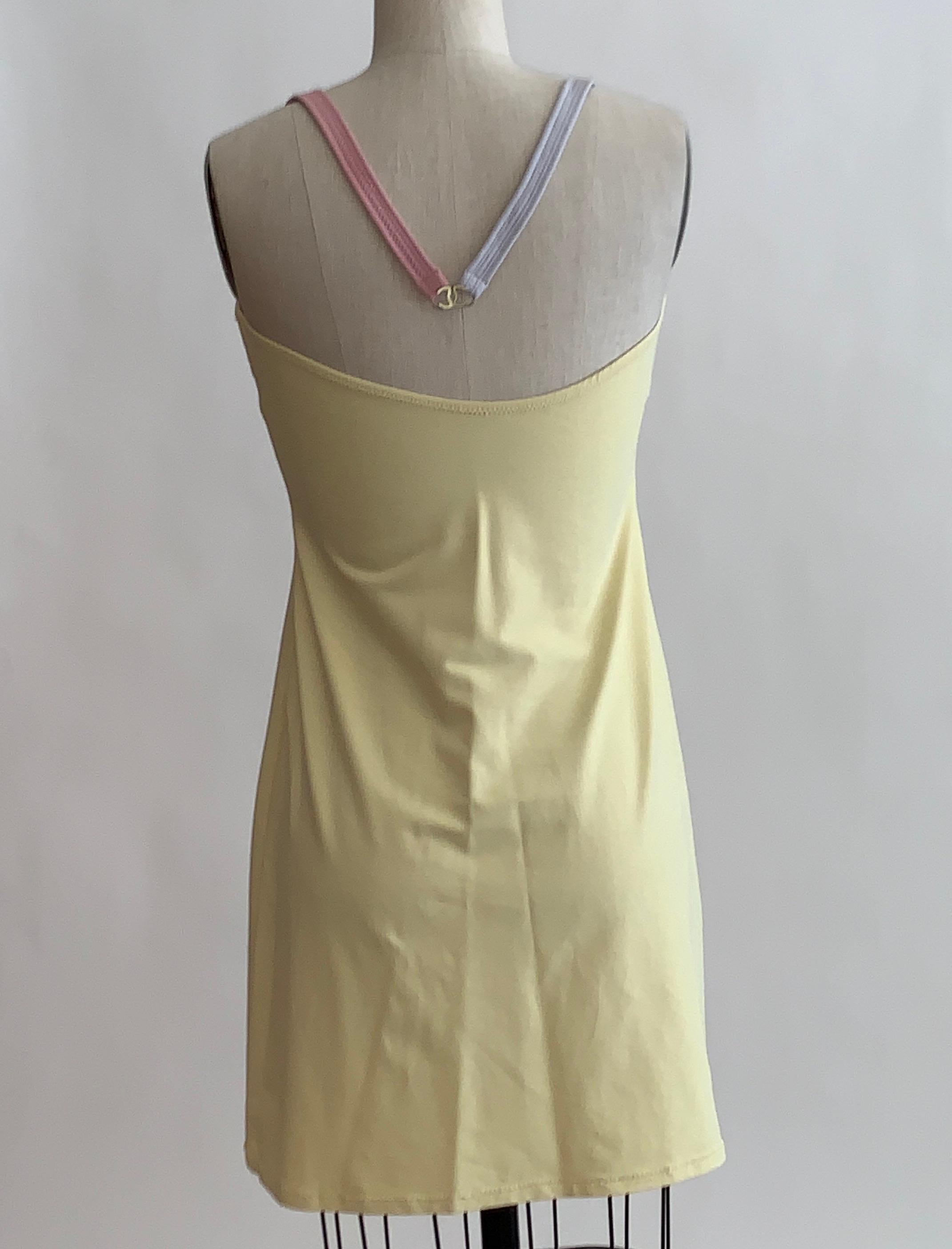 Chanel Yellow Pink and Lavender CC Logo Quilt Detail Beach Swim Cover Up Dress In Excellent Condition In San Francisco, CA