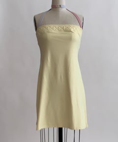 Chanel Yellow Pink and Lavender CC Logo Quilt Detail Beach Swim Cover Up Dress