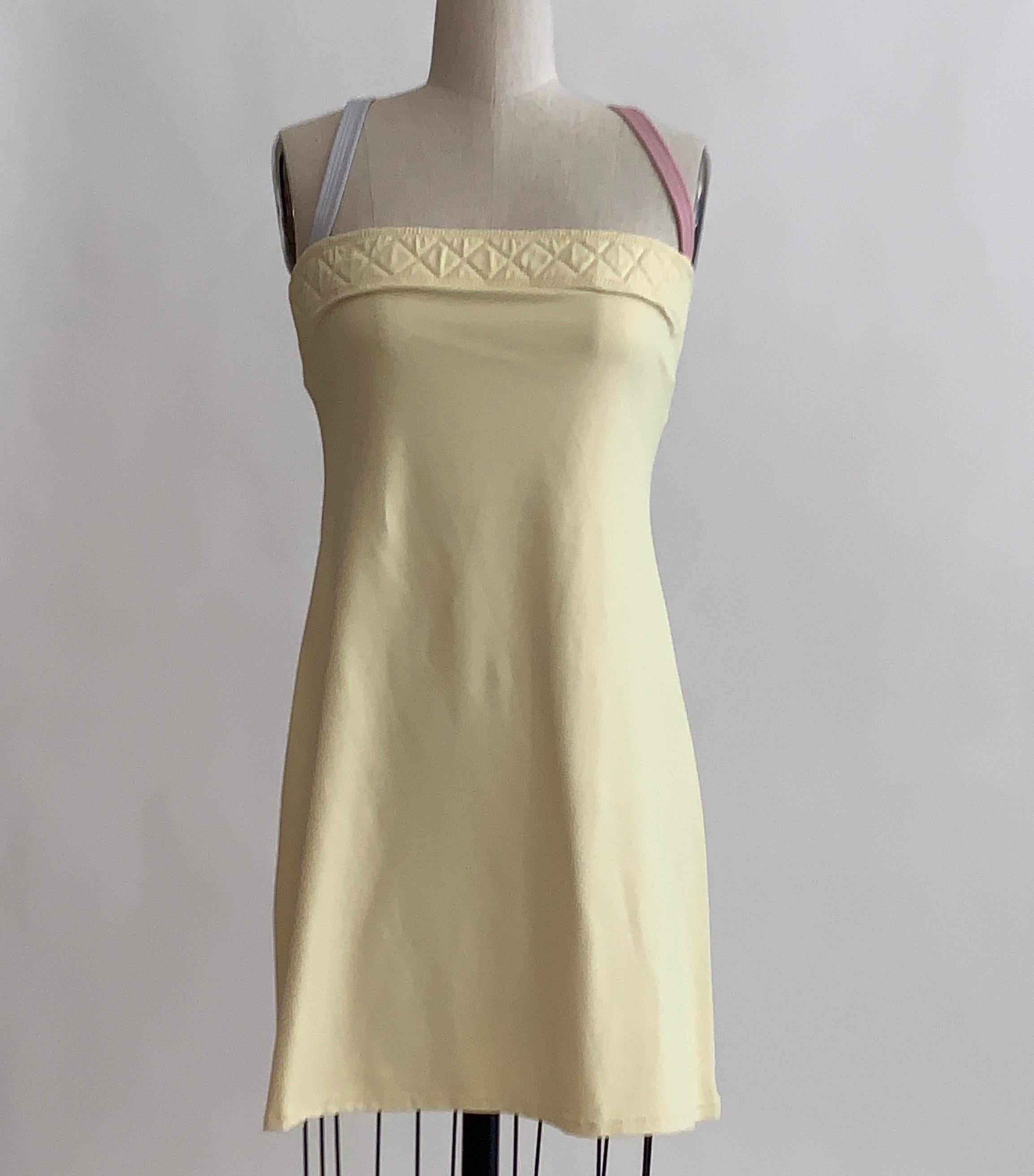 Brown Chanel Yellow Pink and Lavender CC Logo Quilt Detail Beach Swim Cover Up Dress