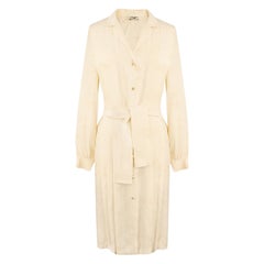 CHANEL YELLOW POLKA-DOT SILK DRESS size M