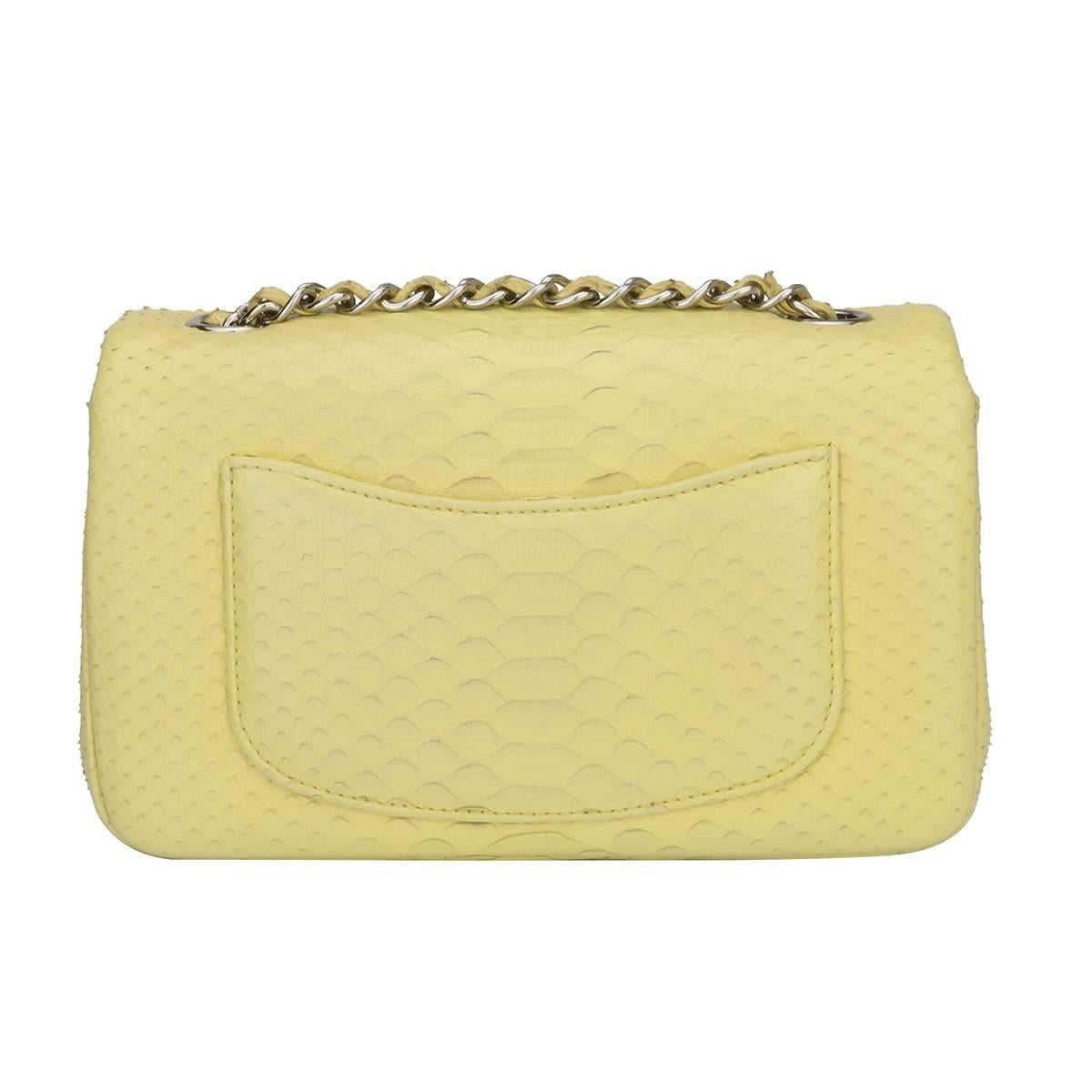 Beige Chanel Yellow Python Rectangular Mini Bag with Silver Hardware, 2014