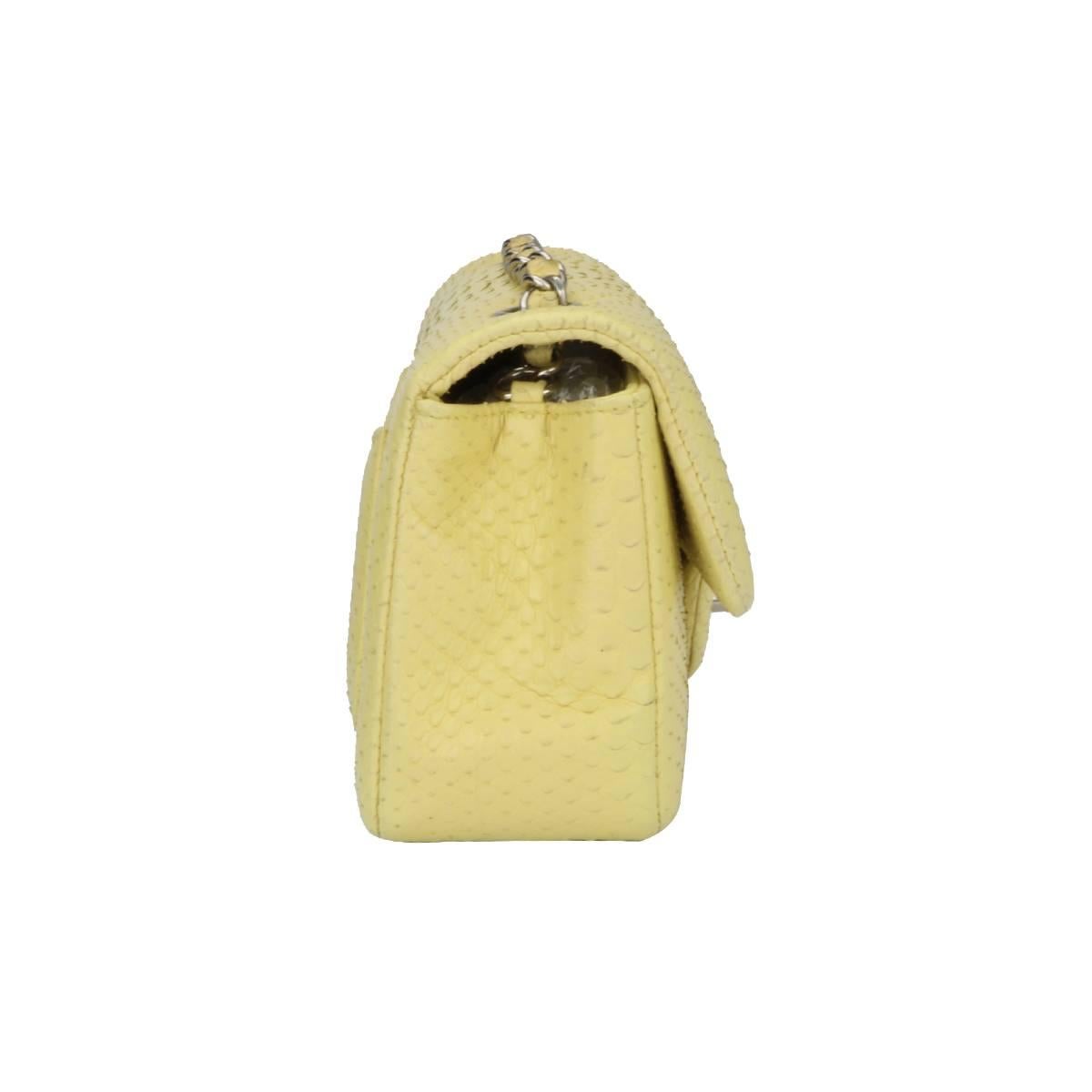 Women's or Men's Chanel Yellow Python Rectangular Mini Bag with Silver Hardware, 2014