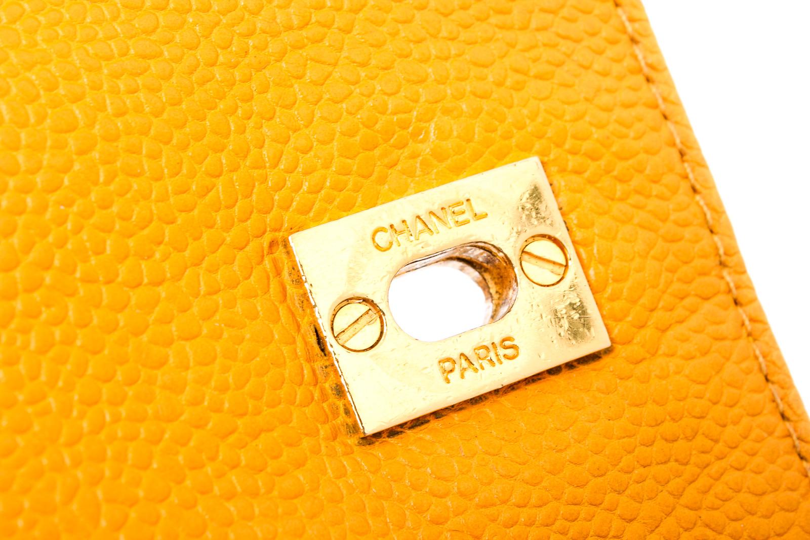 Chanel Yellow Quilted Caviar Leather CC Backpack 5