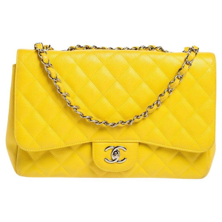 Chanel Yellow Quilted Caviar Leather Jumbo Classic Single Flap Bag at  1stDibs  chanel yellow quilted lambskin jumbo classic flap bag, chanel  yellow flap bag, channel yellow bag