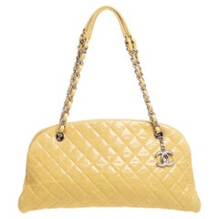 Chanel Yellow Quilted Crackled Leather Medium Just Mademoiselle Bowling Bag