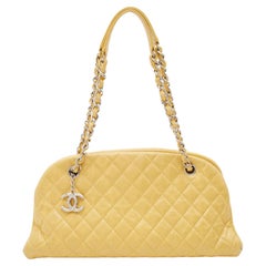 Chanel Yellow Quilted Glazed Crackled Leather Just Mademoiselle Bowling Bag