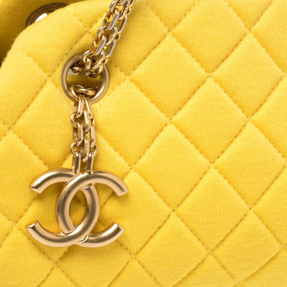 Chanel Yellow Quilted Jersey Small Just Mademoiselle Bowler Bag 7