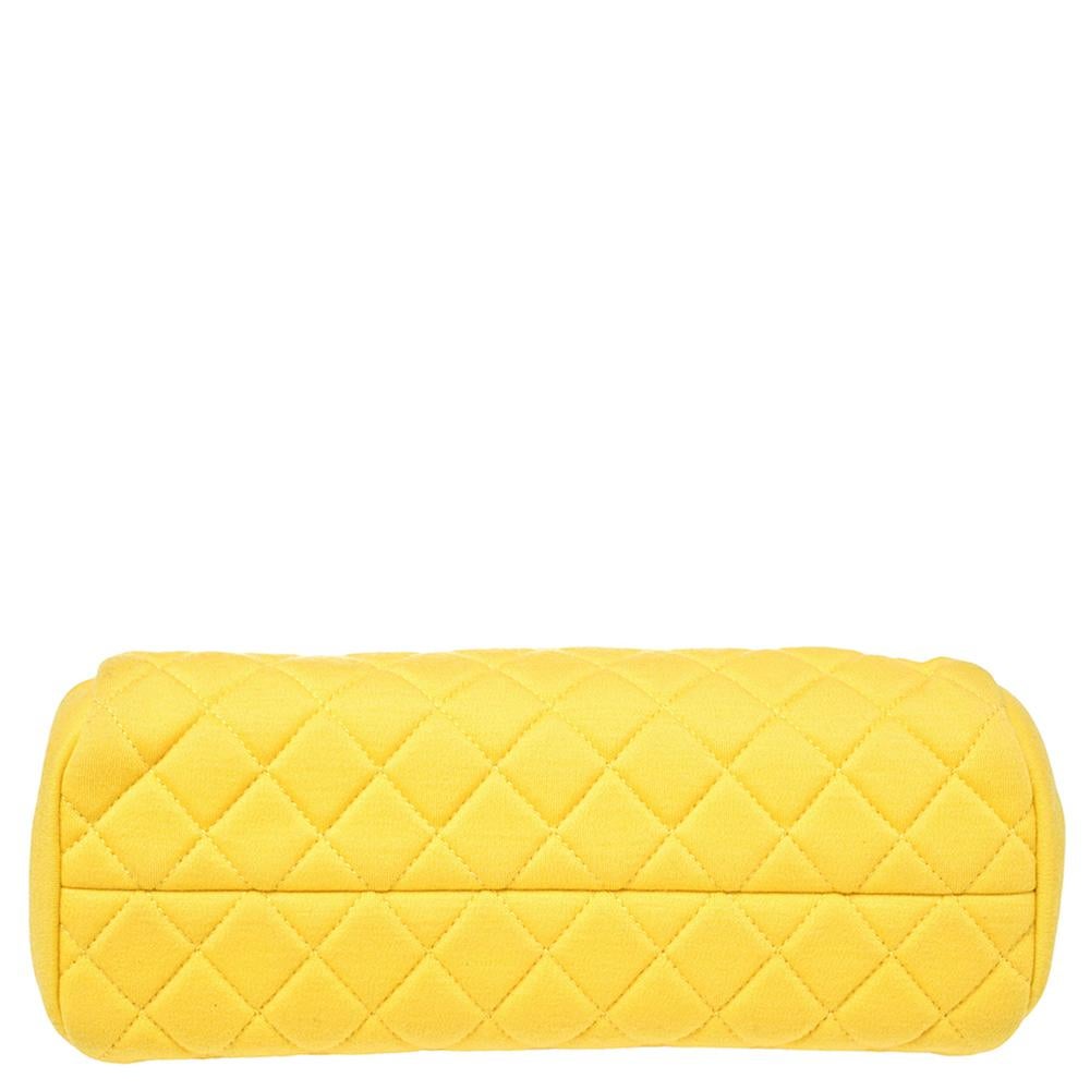 Chanel Yellow Quilted Jersey Small Just Mademoiselle Bowler Bag 1