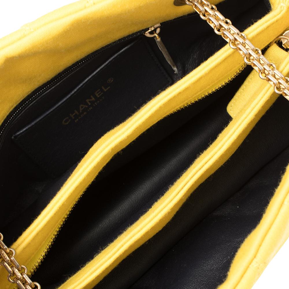 Chanel Yellow Quilted Jersey Small Just Mademoiselle Bowler Bag 4
