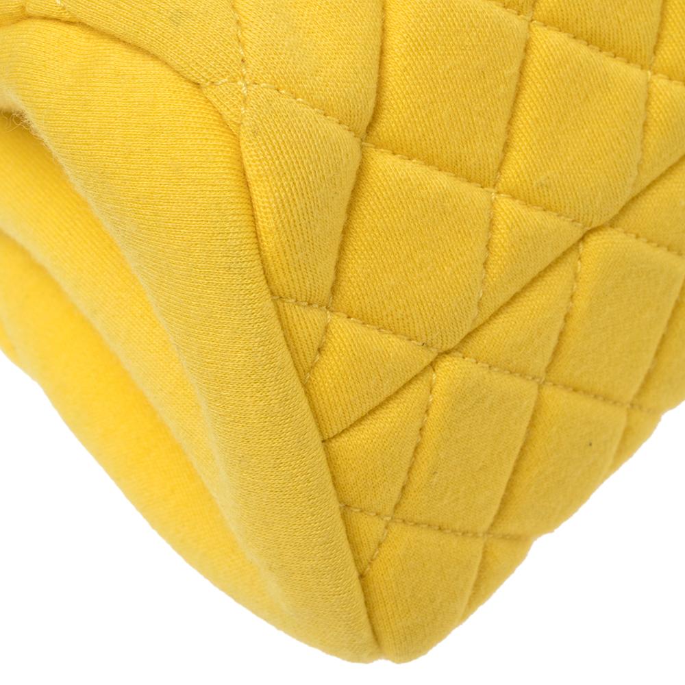 Chanel Yellow Quilted Jersey Small Just Mademoiselle Bowler Bag 5