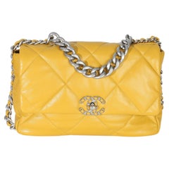 Chanel Yellow Quilted Lambskin Large Chanel 19 Flap Bag