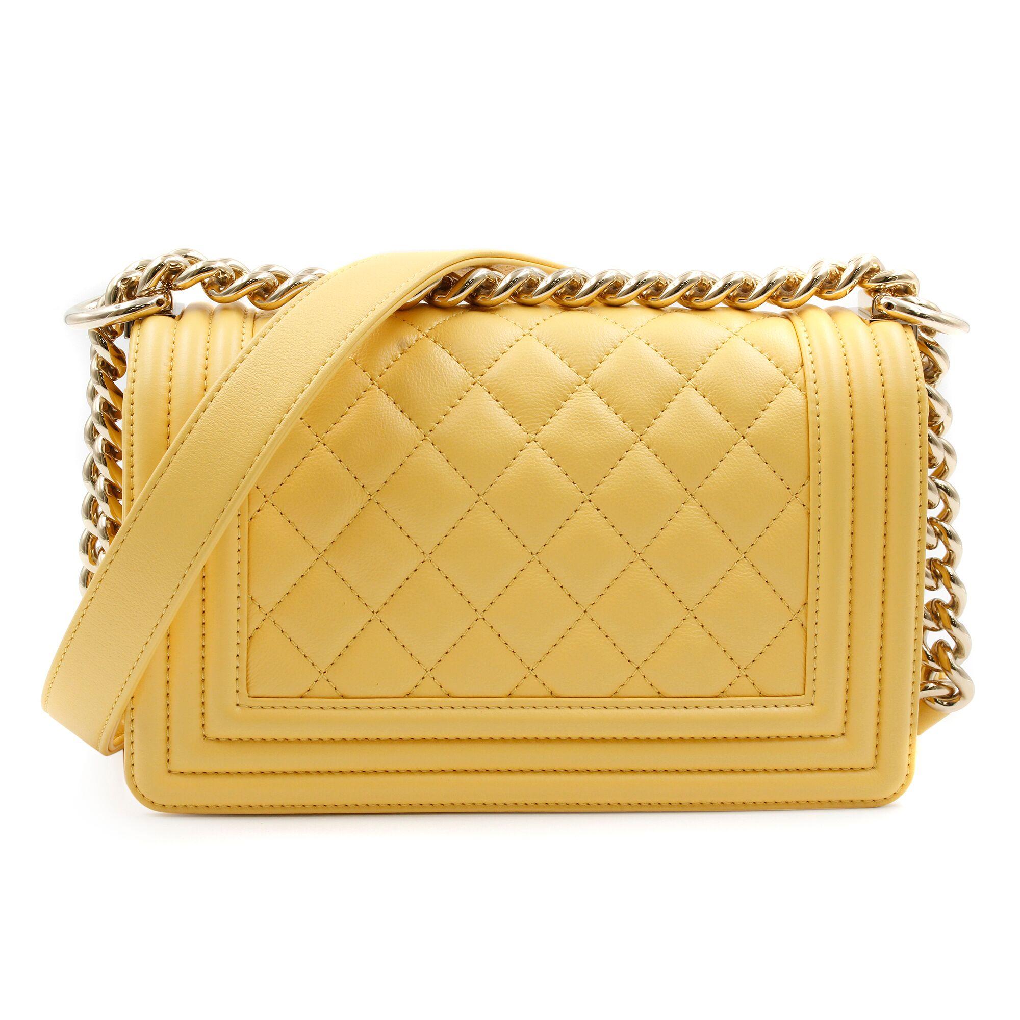 Women's Chanel Yellow Quilted Lambskin Small Boy Flap Bag A67085Y25569