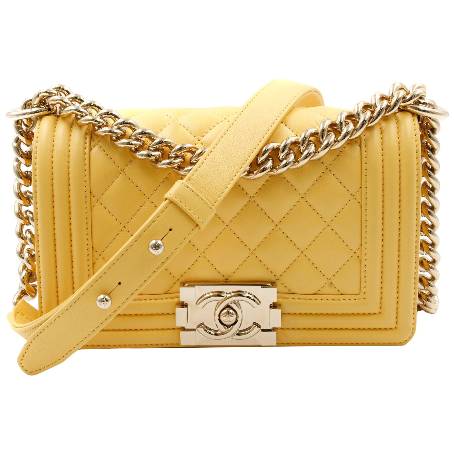 Chanel Yellow Quilted Lambskin Small Boy Flap Bag A67085Y25569