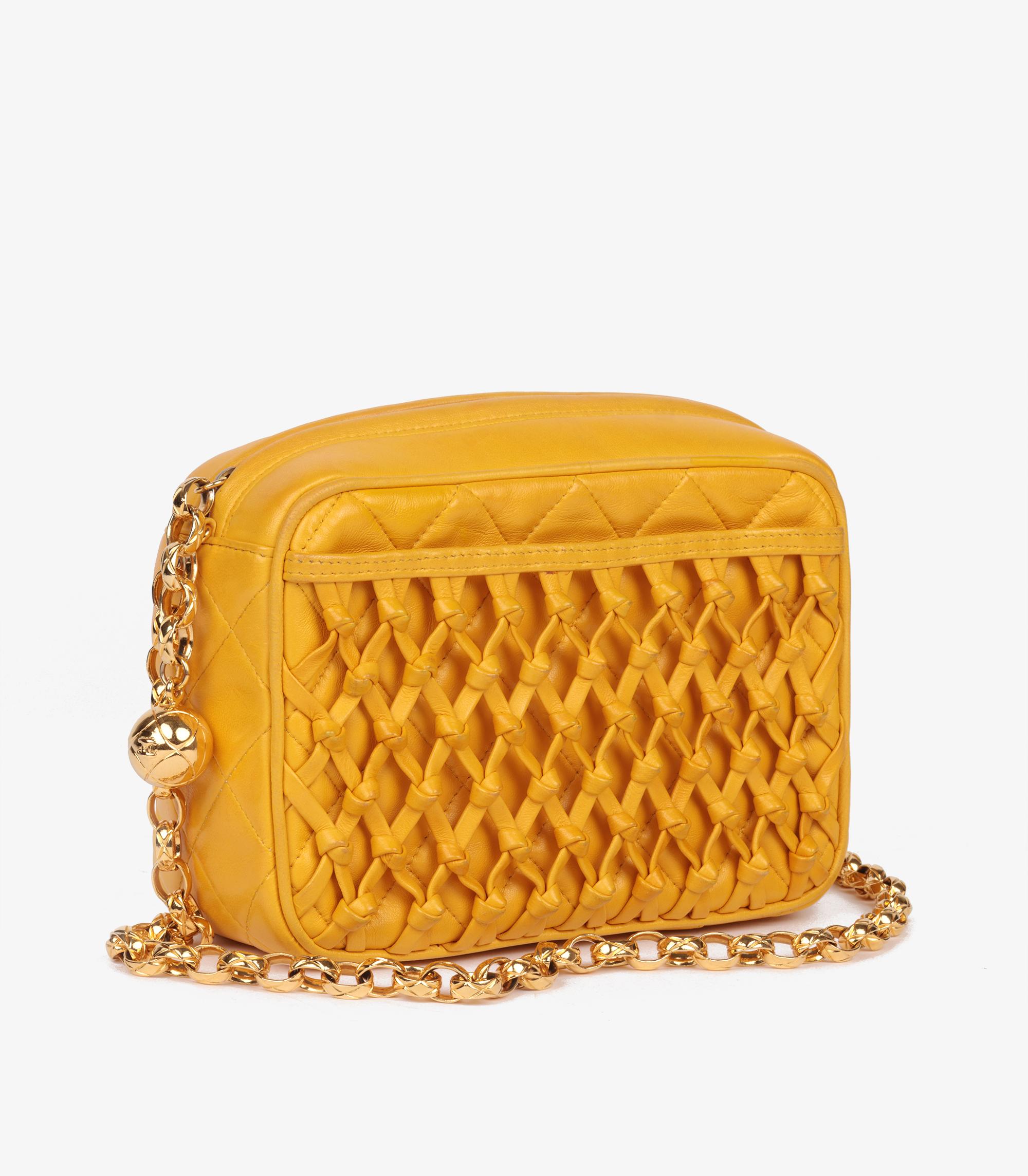 Jaune Chanel Yellow Quilted Lambskin Vintage Mini Camera Bag en vente