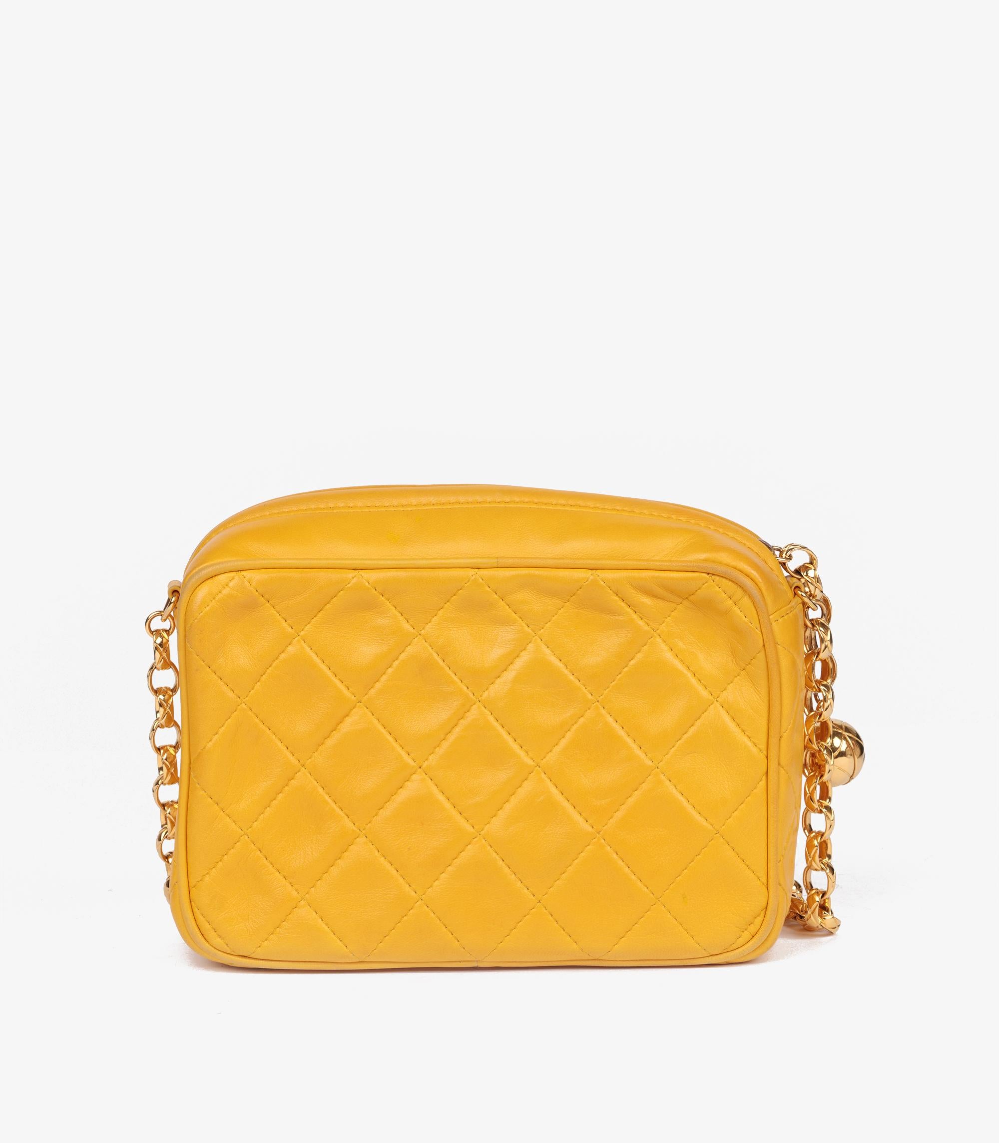 Chanel Yellow Quilted Lambskin Vintage Mini Camera Bag en vente 1