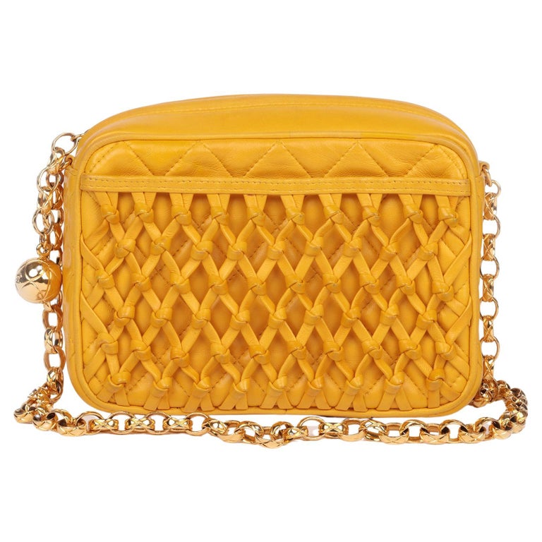 Amazing Chanel Camera shoulder bag in Yellow lime quilted leather, GHW at  1stDibs
