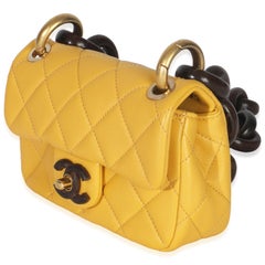 Chanel Yellow Quilted Lambskin Wenge Wood Mini Flap Bag