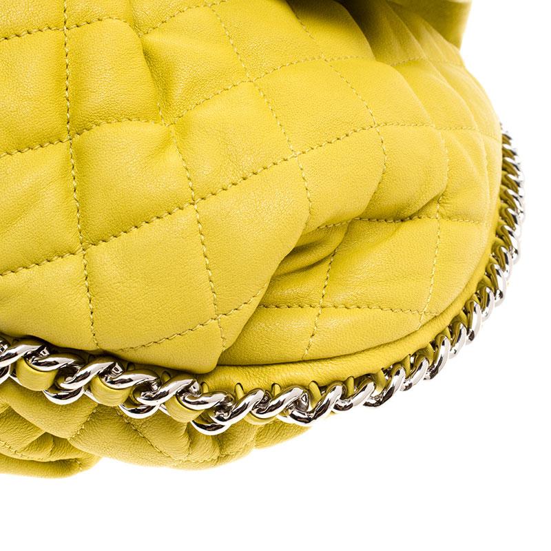 Chanel Yellow Quilted Leather Chain Around Shoulder Bag 6