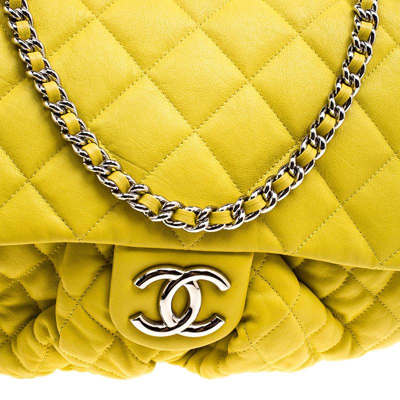 Chanel Yellow Quilted Leather Chain Around Shoulder Bag Damen