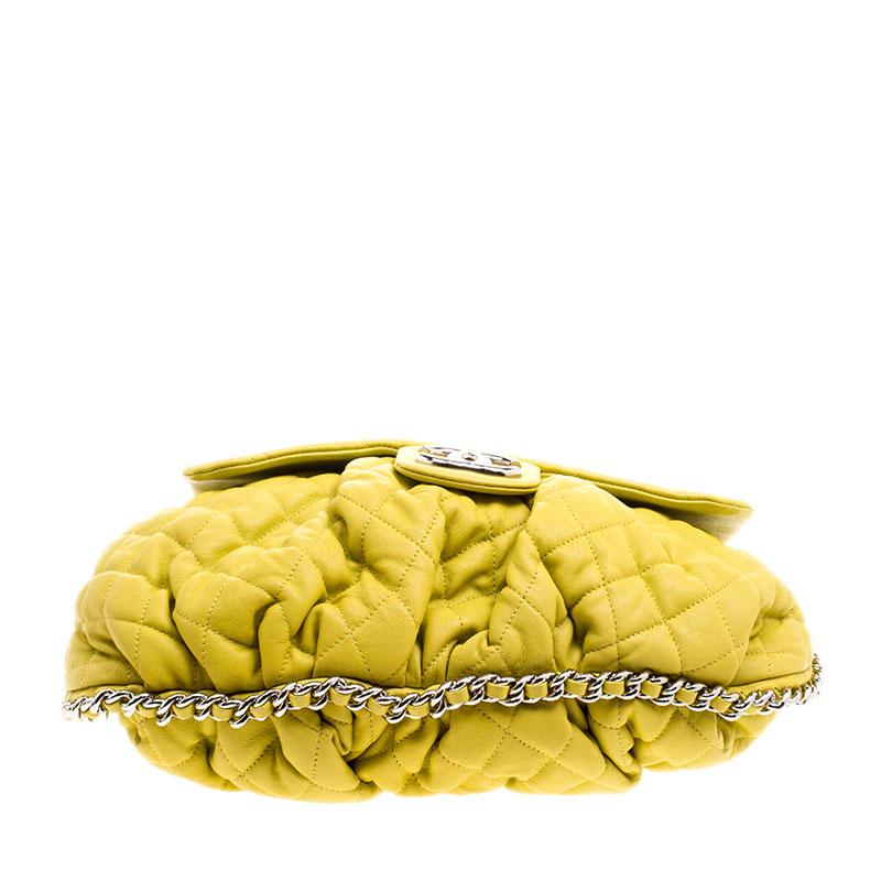 Chanel Yellow Quilted Leather Chain Around Shoulder Bag 1