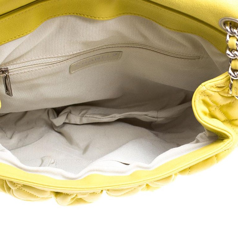 Chanel Yellow Quilted Leather Chain Around Shoulder Bag For Sale at 1stDibs