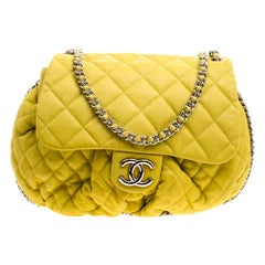 Chanel Yellow Quilted Leather Chain Around Shoulder Bag