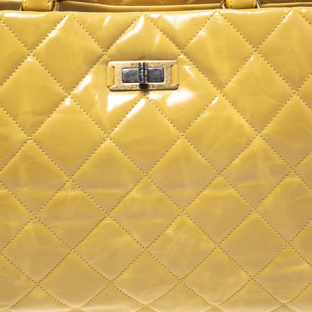 Women's Chanel Yellow Quilted Leather Chain Tote