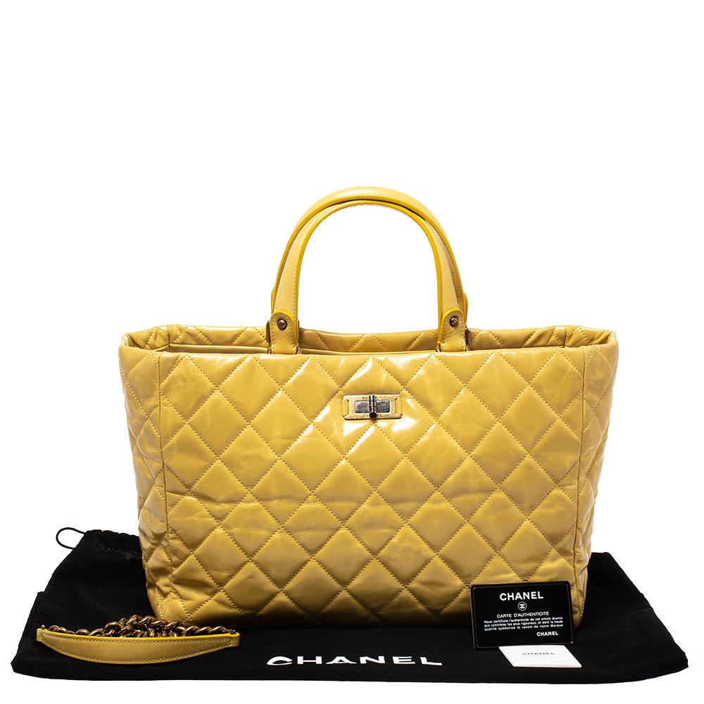 Chanel Yellow Quilted Leather Chain Tote 5