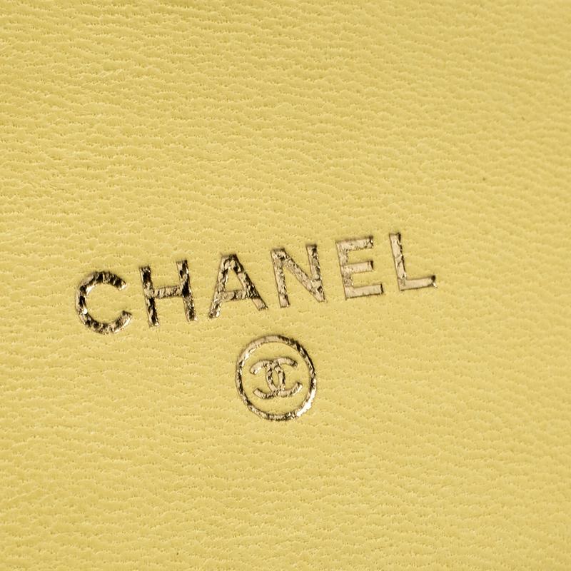 Chanel Yellow Quilted Leather Flap Wallet 2