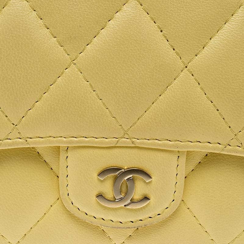Chanel Yellow Quilted Leather Flap Wallet 4