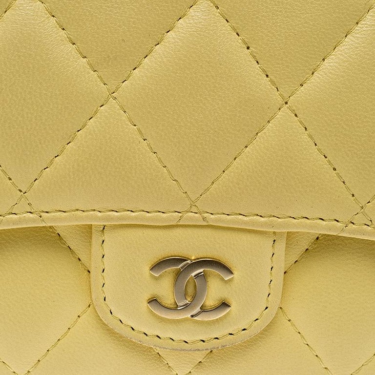 Chanel Yellow Quilted Leather Flap Wallet For Sale at 1stDibs