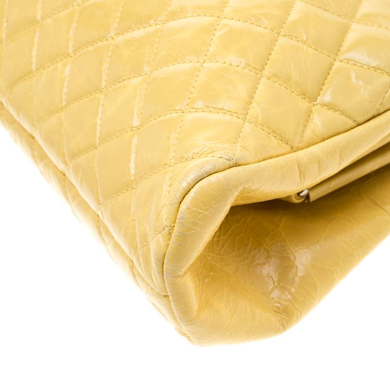Chanel Yellow Quilted Leather Mademoiselle Bowler Bag 6