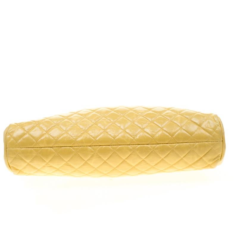 Chanel Yellow Quilted Leather Mademoiselle Bowler Bag 8