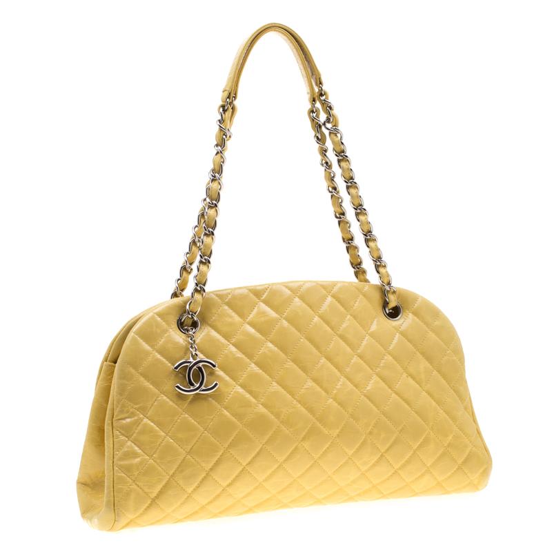 Women's Chanel Yellow Quilted Leather Mademoiselle Bowler Bag