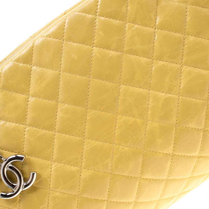 Chanel Yellow Quilted Leather Mademoiselle Bowler Bag 4