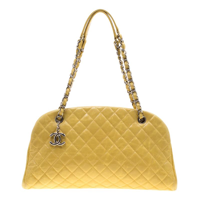 Chanel Yellow Quilted Leather Mademoiselle Bowler Bag