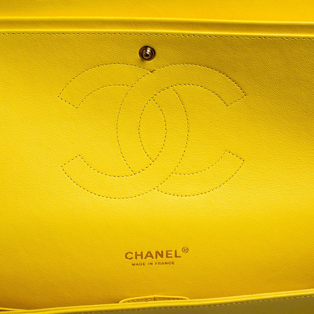 Chanel Yellow Quilted Leather Maxi Classic Double Flap Bag 7