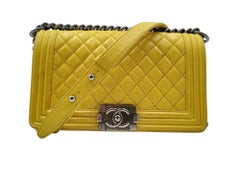 Chanel Yellow Quilted Leather Medium Boy Bag