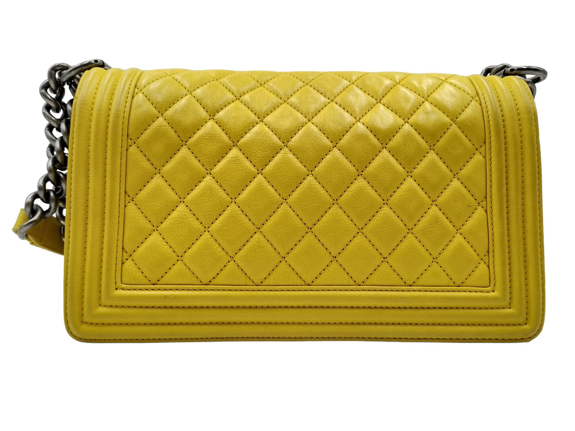 Chanel Yellow Quilted Leather Medium Boy Bag For Sale at 1stDibs ...