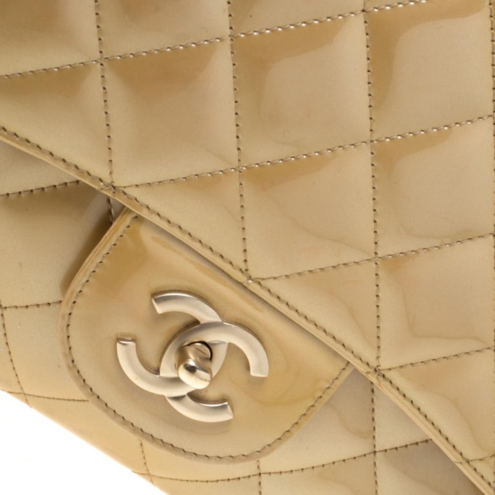 Chanel Yellow Quilted Patent Leather Maxi Classic Single Flap Bag 5