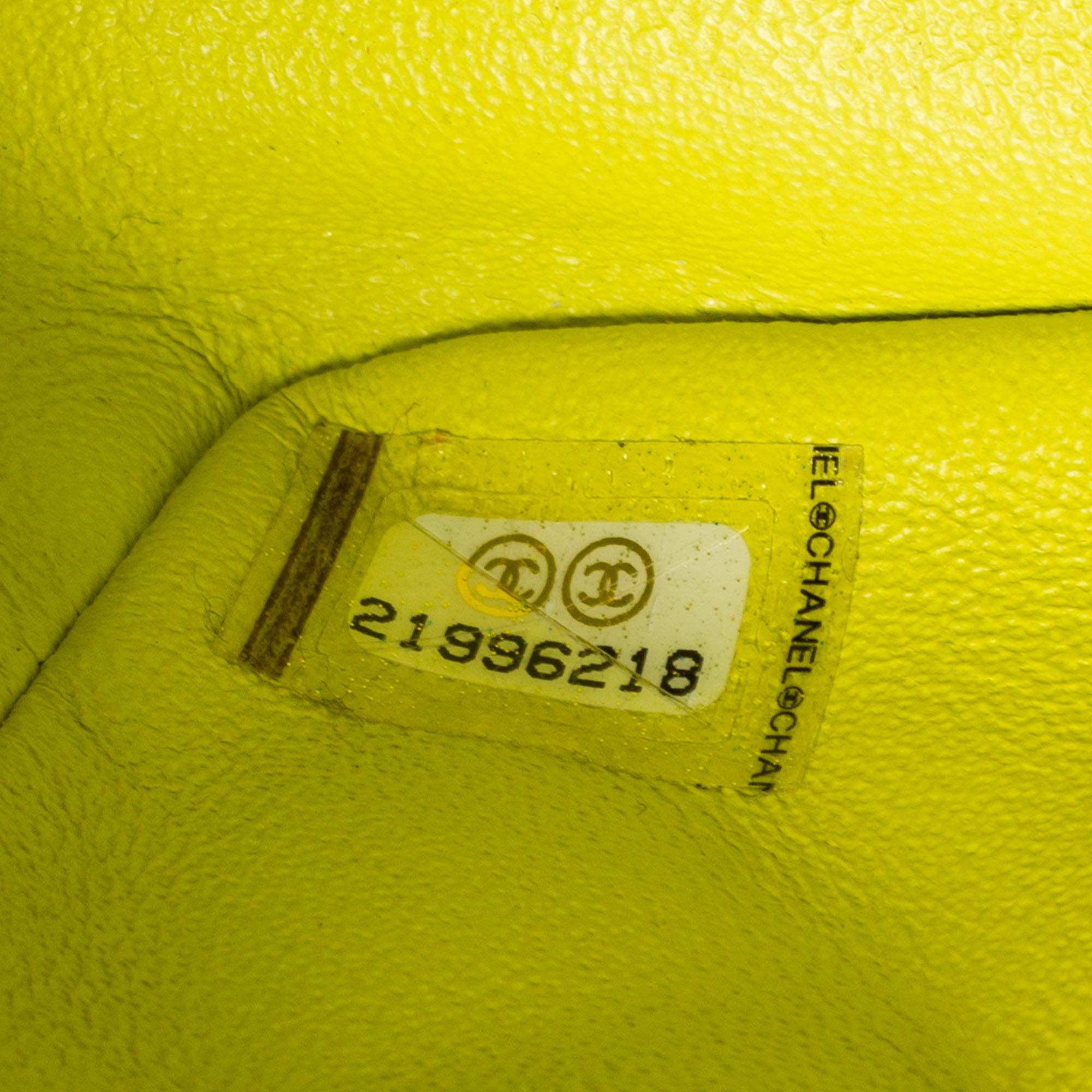 Chanel Yellow Quilted Patent Mini Square Classic Flap Bag 5
