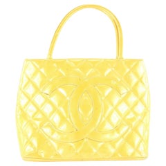 New CHANEL 31 PVC Yellow Leather Raffia Shopping Tote Bag