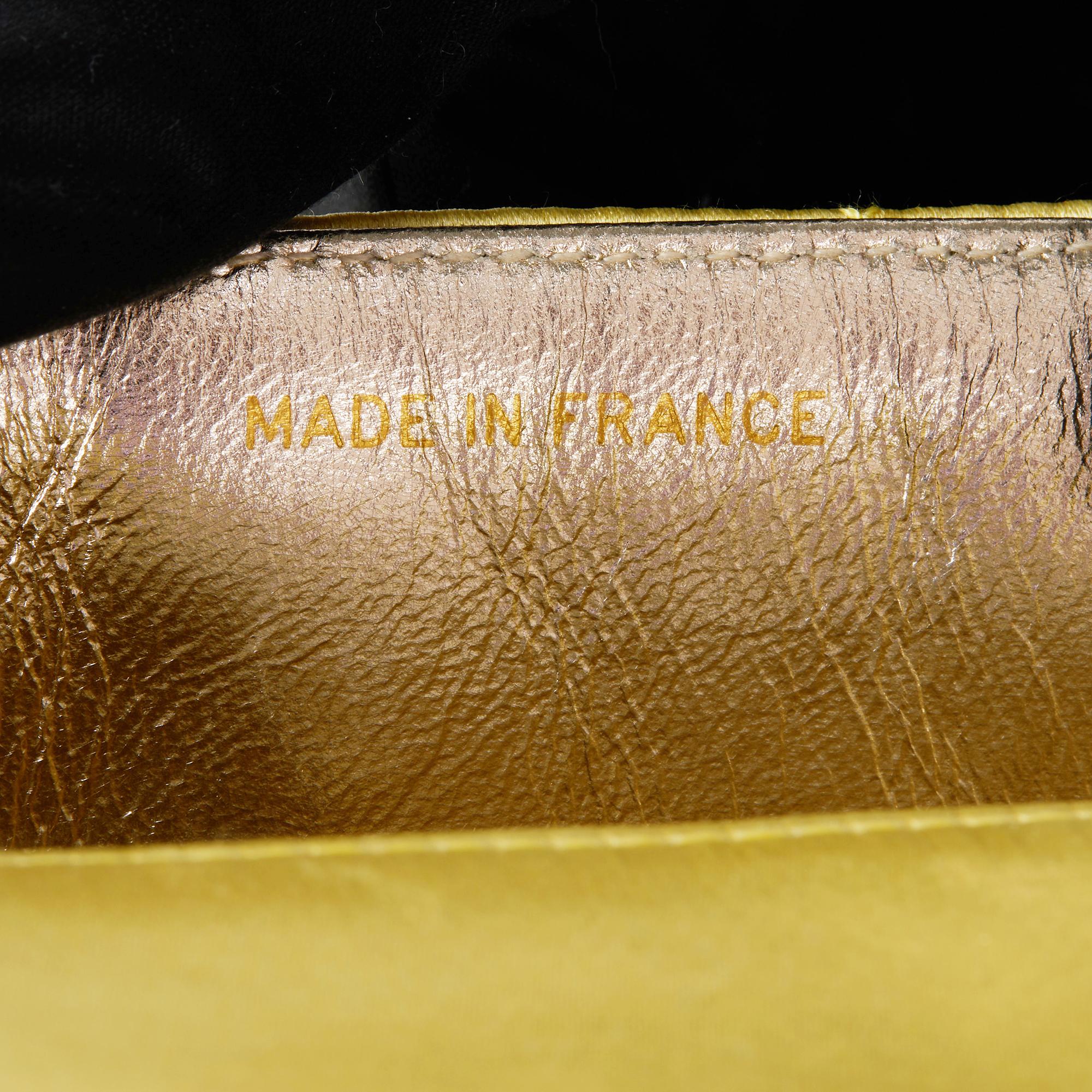 CHANEL Yellow Quilted Satin Vintage Mini Flap Bag For Sale 5