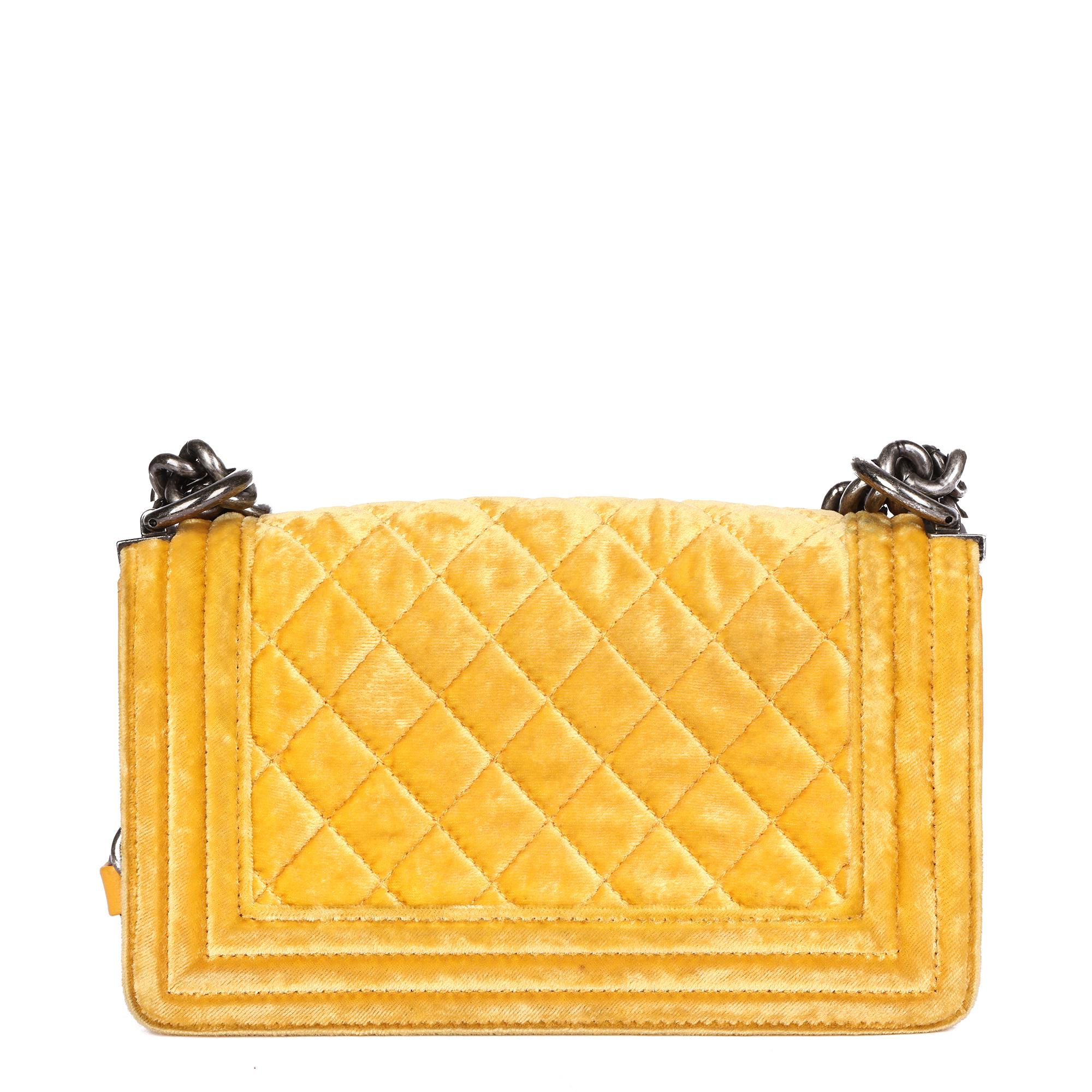 CHANEL Yellow Quilted Velvet Small Le Boy 1
