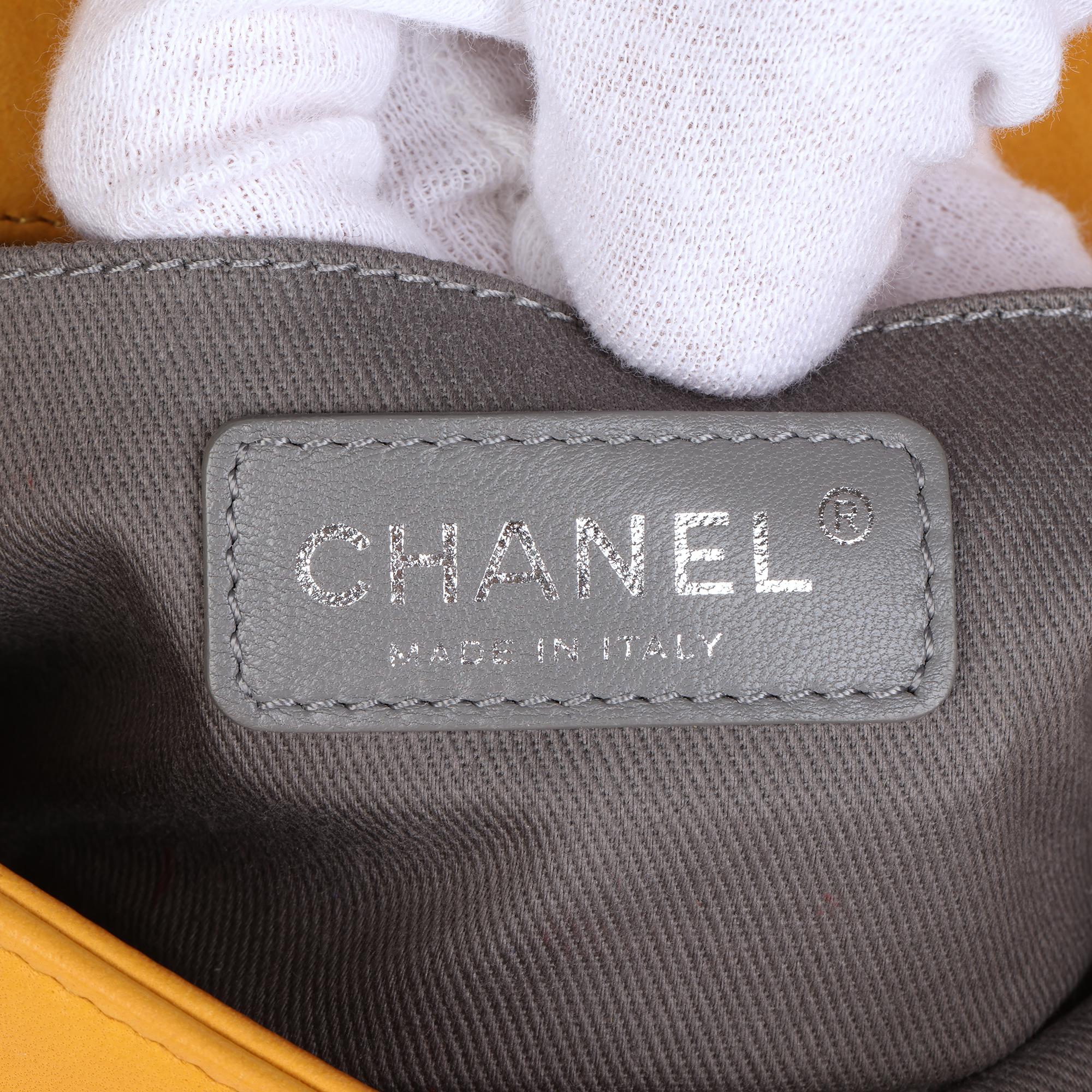 CHANEL Yellow Quilted Velvet Small Le Boy 5
