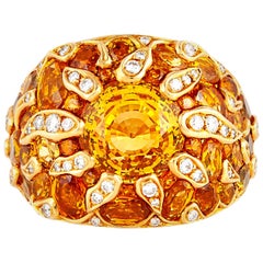 Retro Chanel Yellow Sapphire, Diamond and Yellow Gold Ring