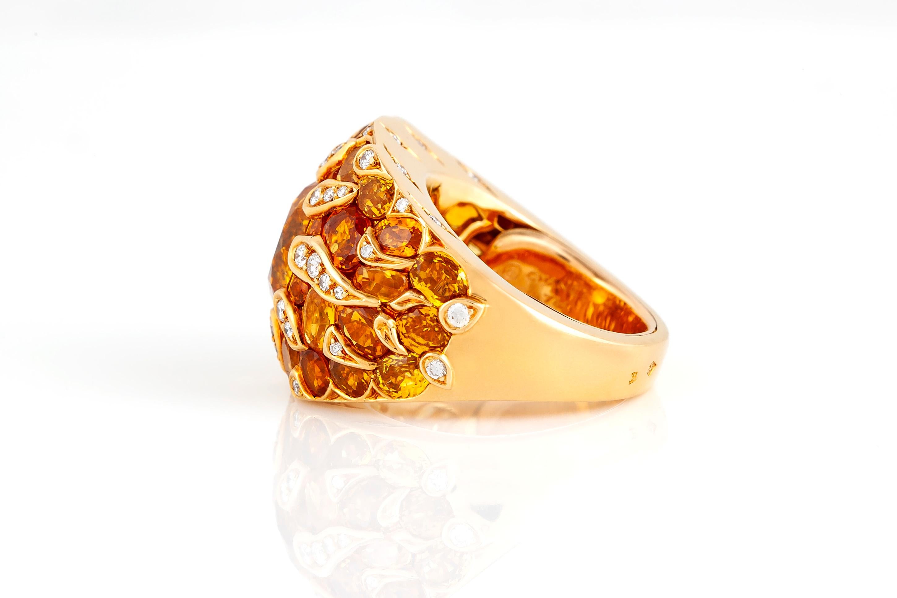 Women's or Men's Chanel Yellow Sapphire, Diamond and Yellow Gold Ring For Sale