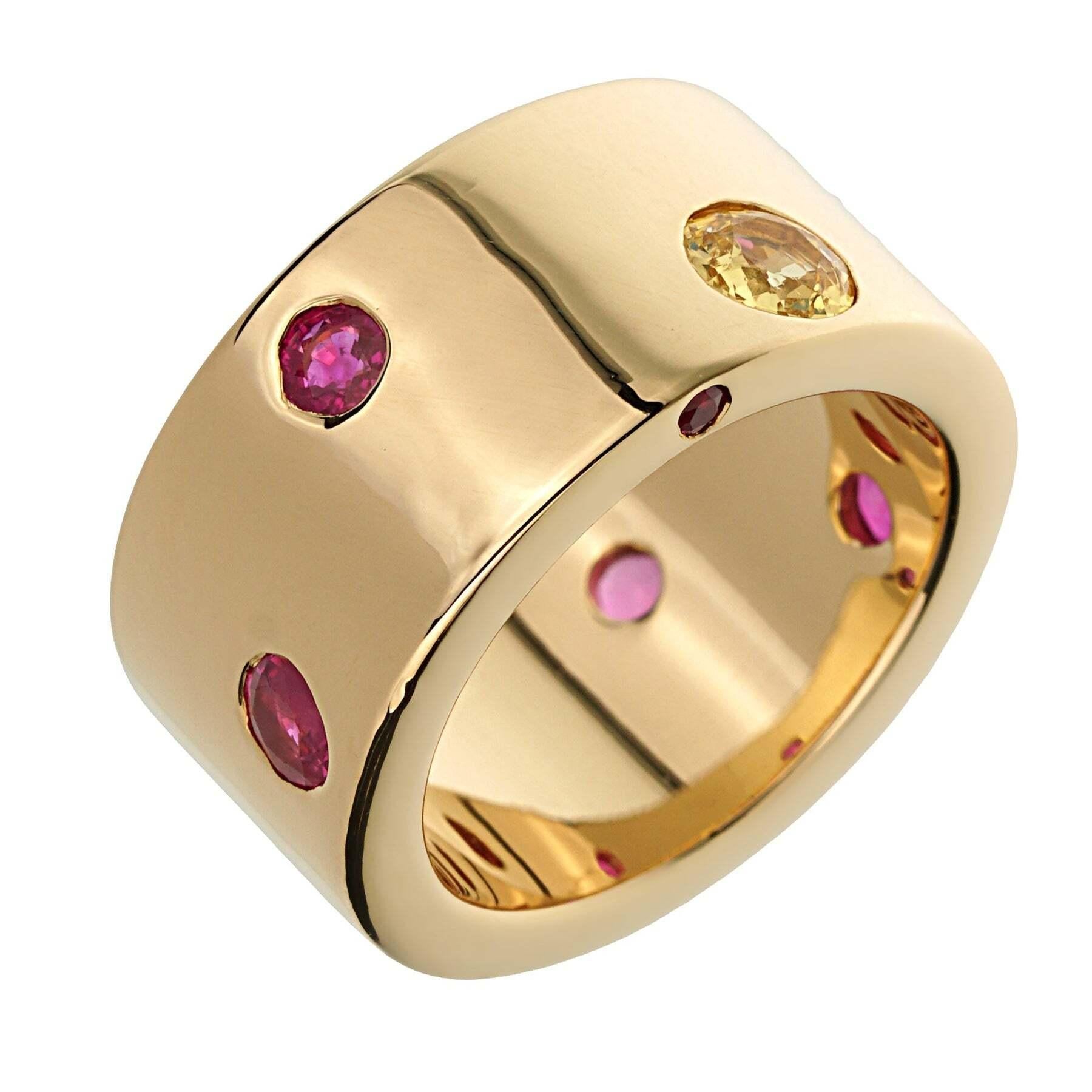 Chanel Bague Vintage en Or Jaune 18k Saphir Rubis Sz 5 1/4 Excellent état - En vente à Feasterville, PA