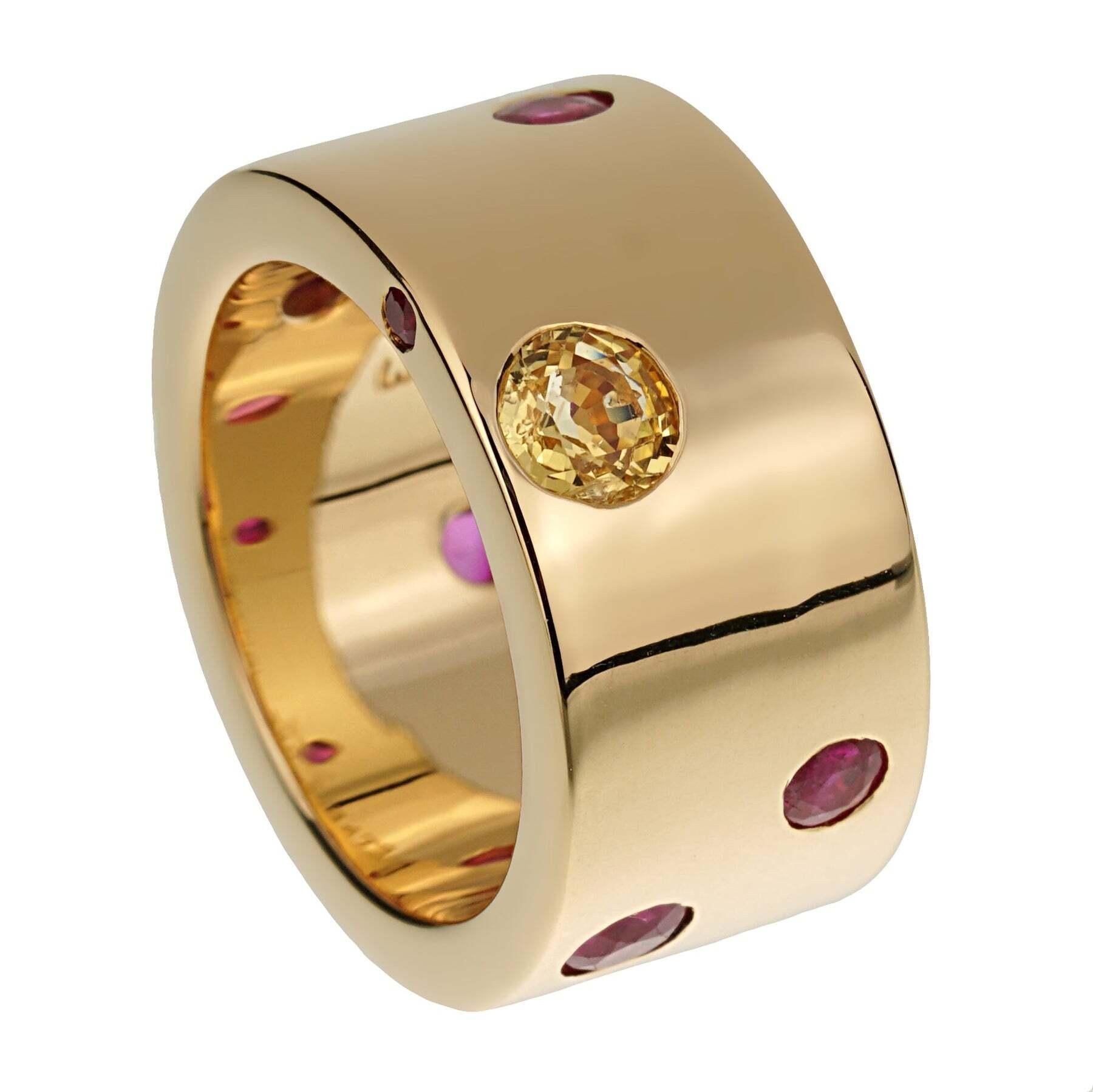 Chanel Bague Vintage en Or Jaune 18k Saphir Rubis Sz 5 1/4