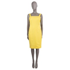 CHANEL yellow silk 2012 12C ANTIBES PATCH POCKETS LUREX CREPE Dress 40 M